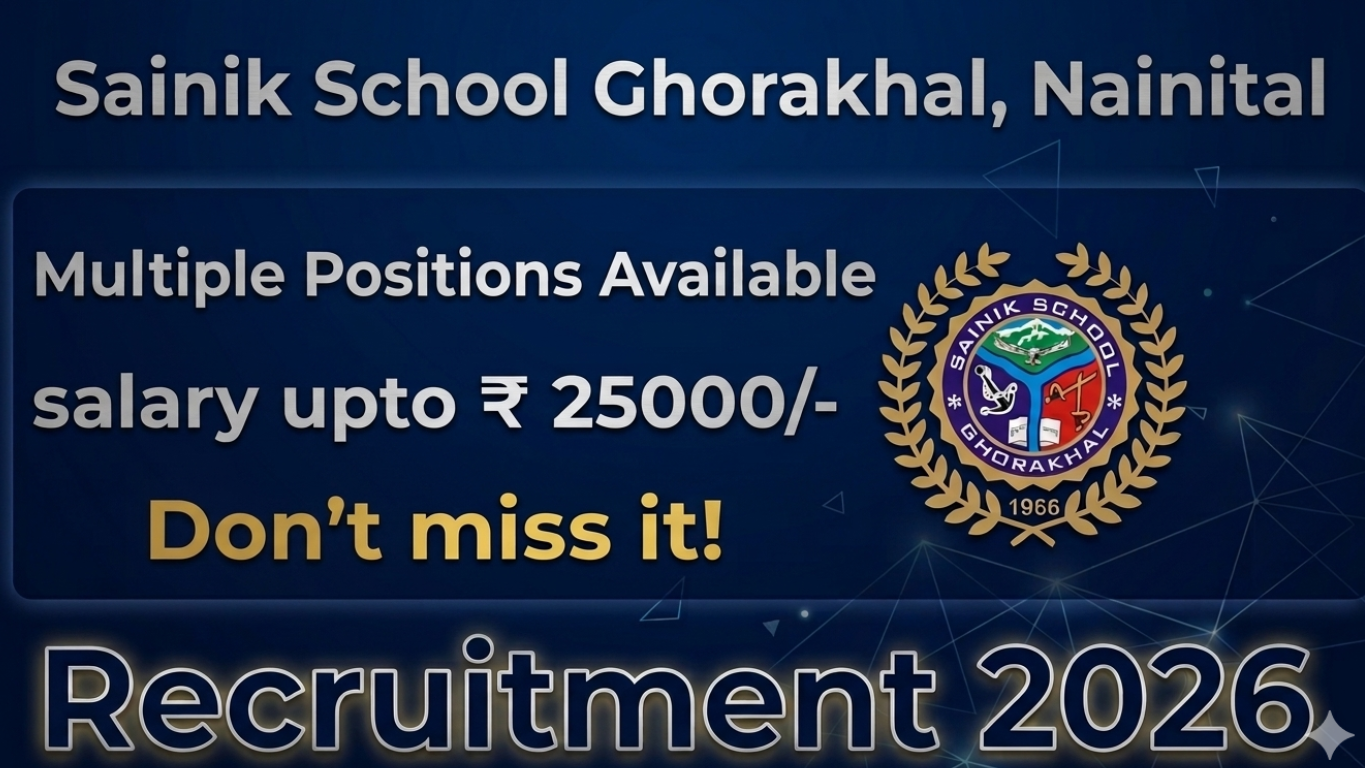 Sainik School Ghorakhal, Nainital Recruitment 2026