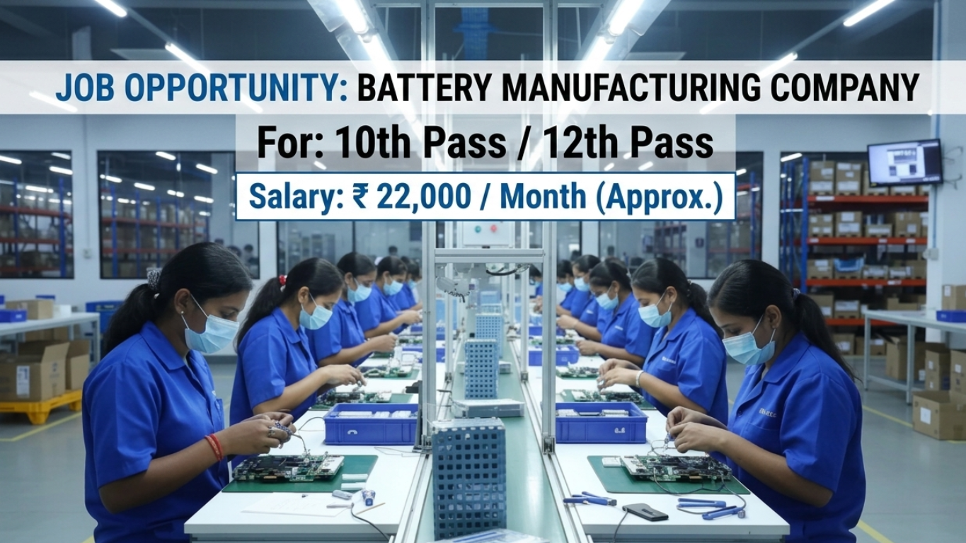 Fresher Job Opening in a Leading Battery Manufacturing Company